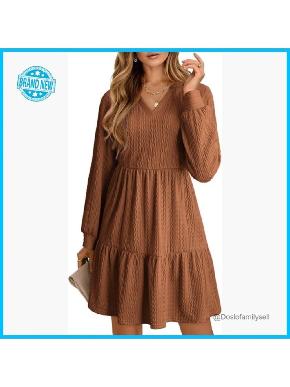 Long Sleeve V Neck Tiered Ruffle A-Line Mini Babydoll Dress Casual Chic
